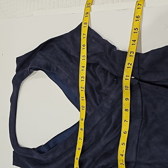 Sugar Lips mini wrap Dress Navy Blue Suede fabric Size M V-Neck NWT - Picture 13 of 14